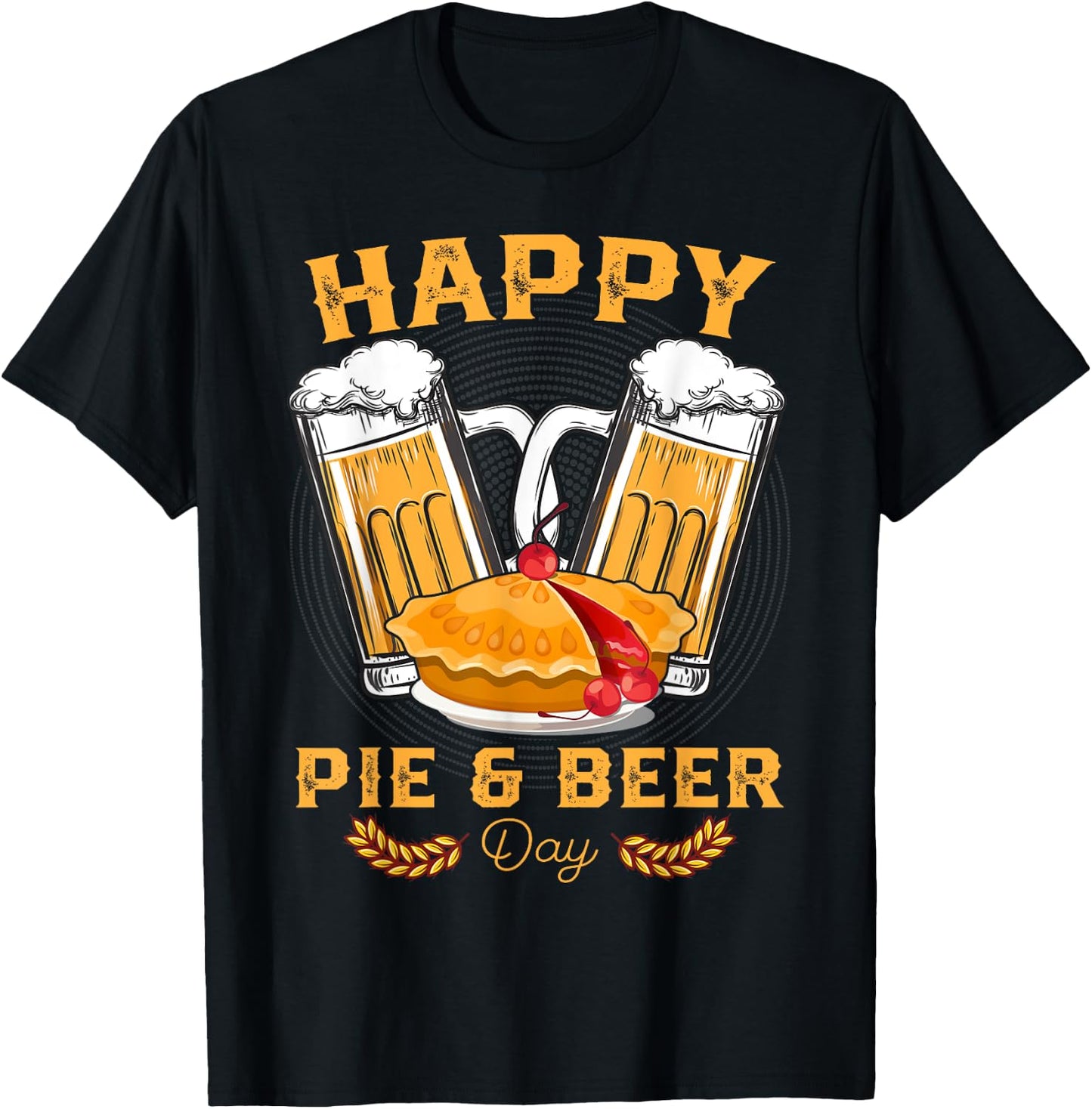Happy Pie And Beer Day Beer Drinker Funny Utah Pioneers T-Shirt - T-Shirt | Black