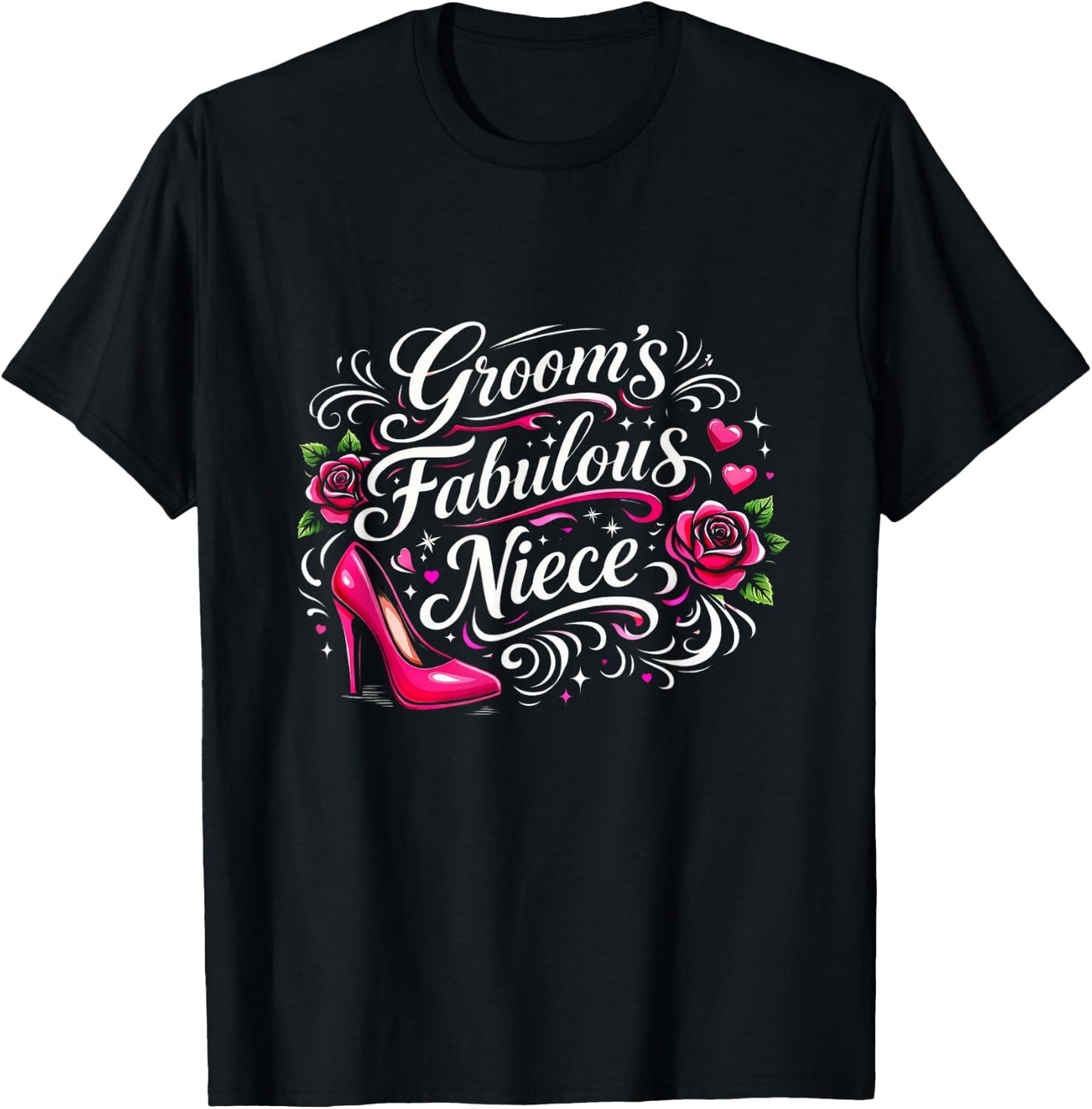 Groom's Fabulous Niece Wedding Crew Elegant Family Matching T-Shirt - T-Shirt | Black