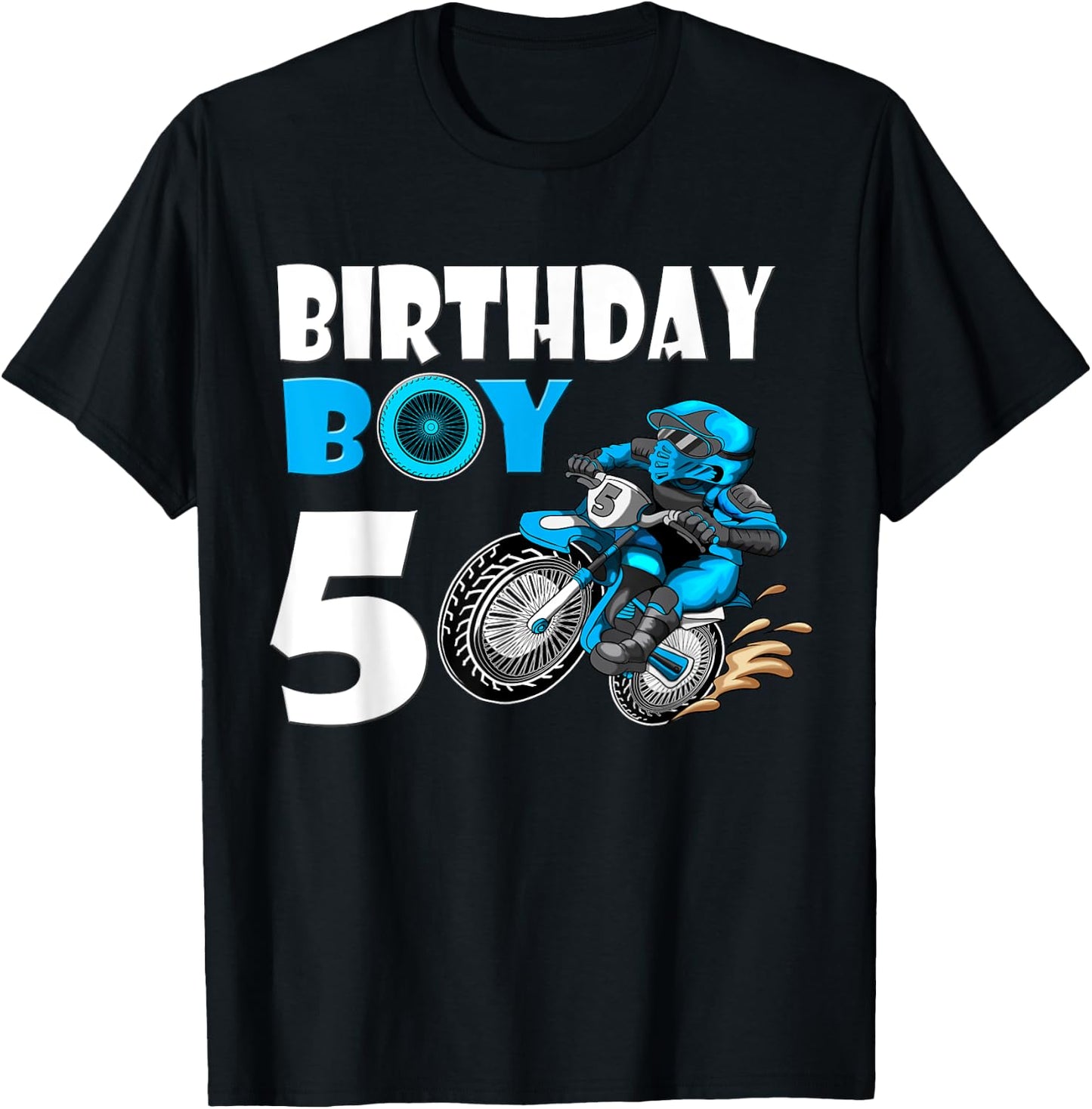 Birthday Boy 5 Birthday Boy Motocross Motorcycle Motorbike T-Shirt - T-Shirt | Black