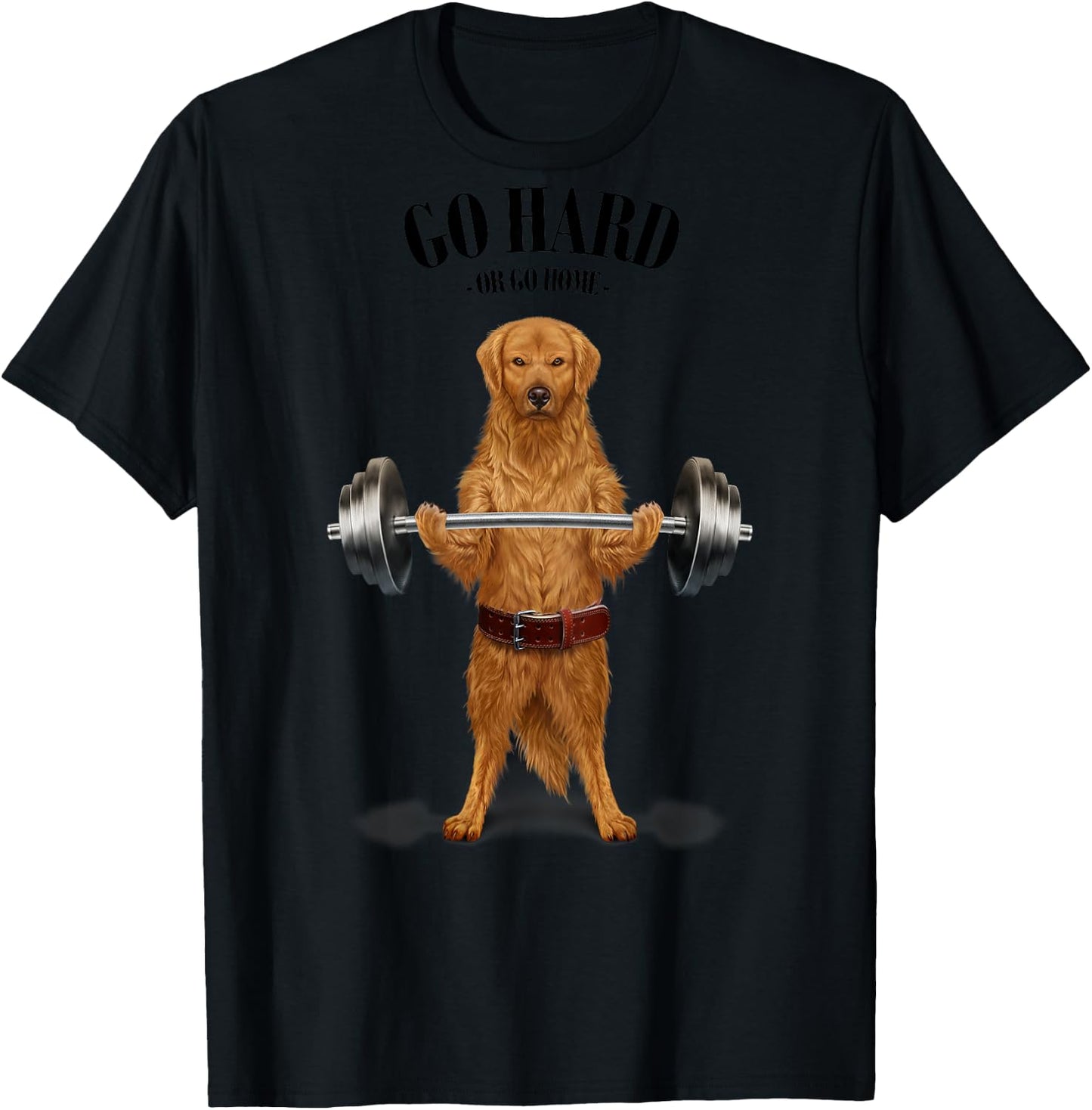 Golden Retriever Dog Weightlifting in Fitness Gym Women Kids T-Shirt - T-Shirt | Black