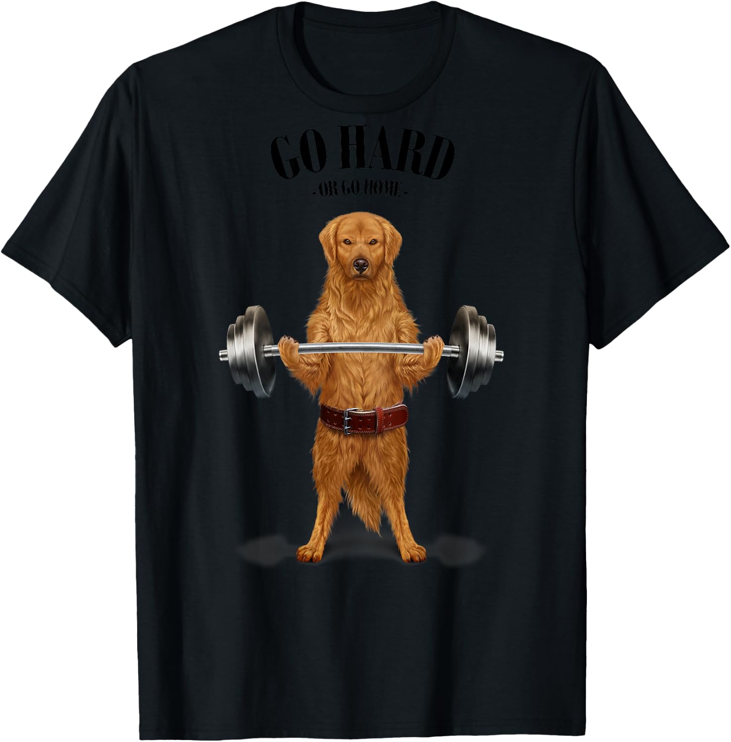 Golden Retriever Dog Weightlifting in Fitness Gym Women Kids T-Shirt - T-Shirt | Black