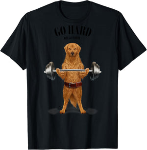 Golden Retriever Dog Weightlifting in Fitness Gym Women Kids T-Shirt - T-Shirt | Black