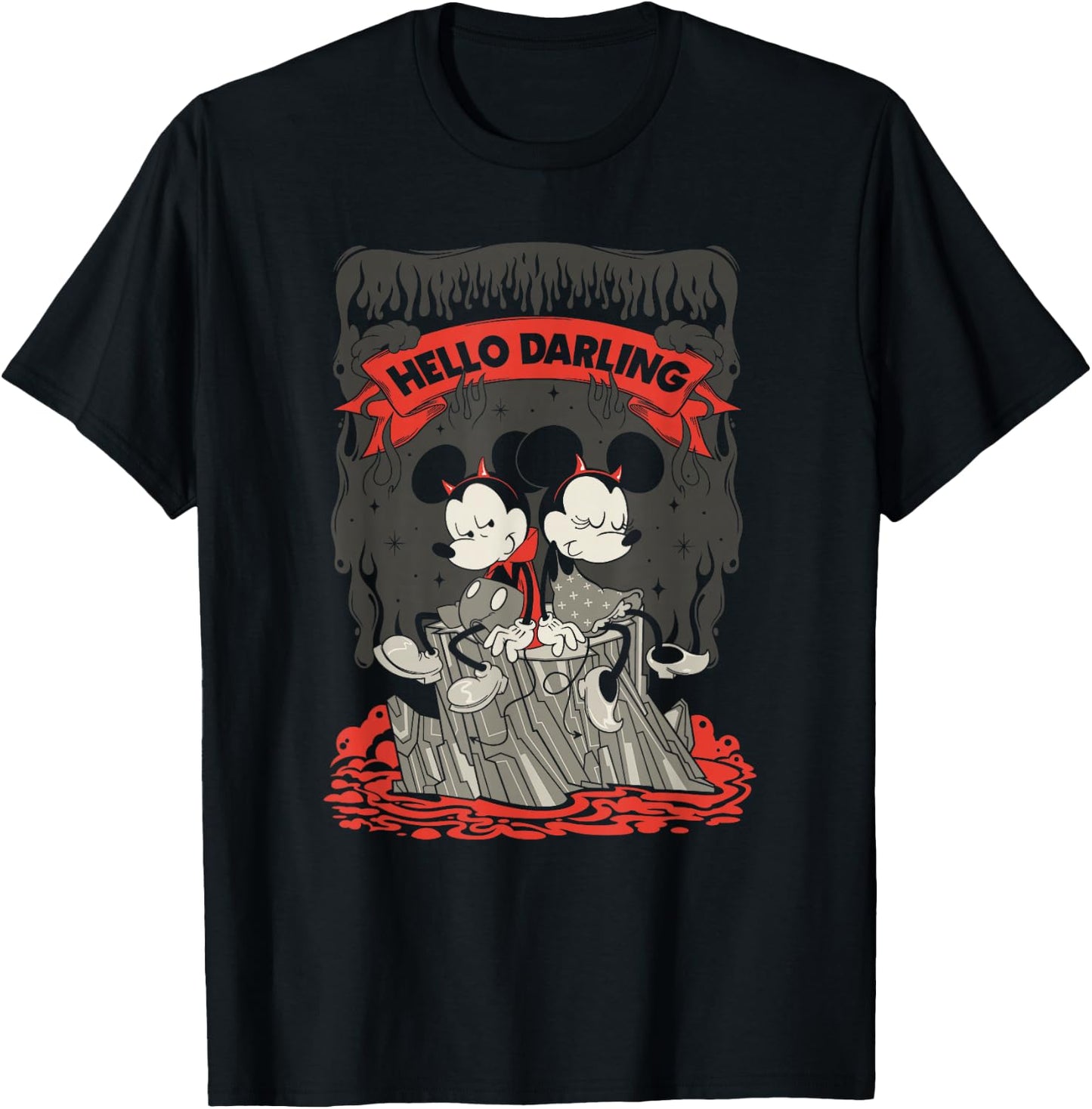 Disney Mickey And Friends Halloween Mickey Hello Darling T-Shirt - T-Shirt | Black