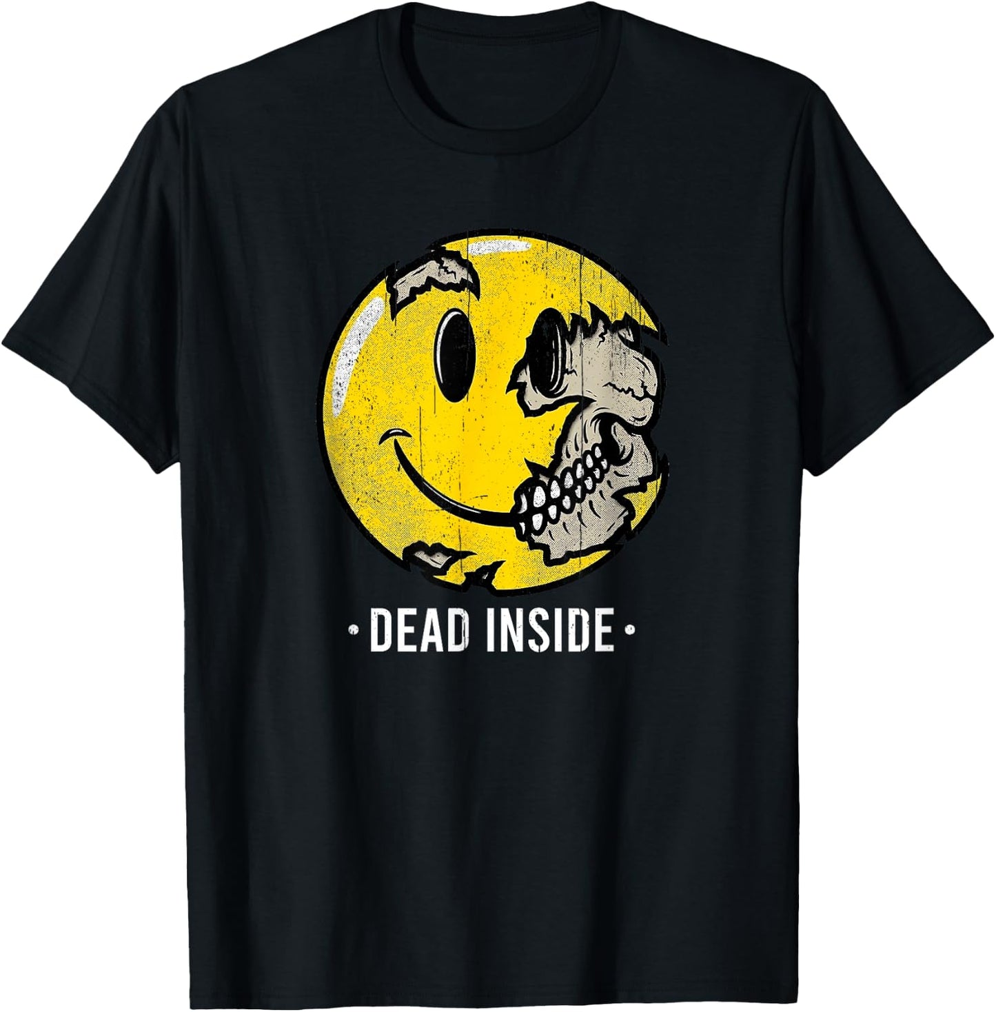 I'm Dead Inside Sad Smile Face Skeleton Vintage Halloween T-Shirt - T-Shirt | Black