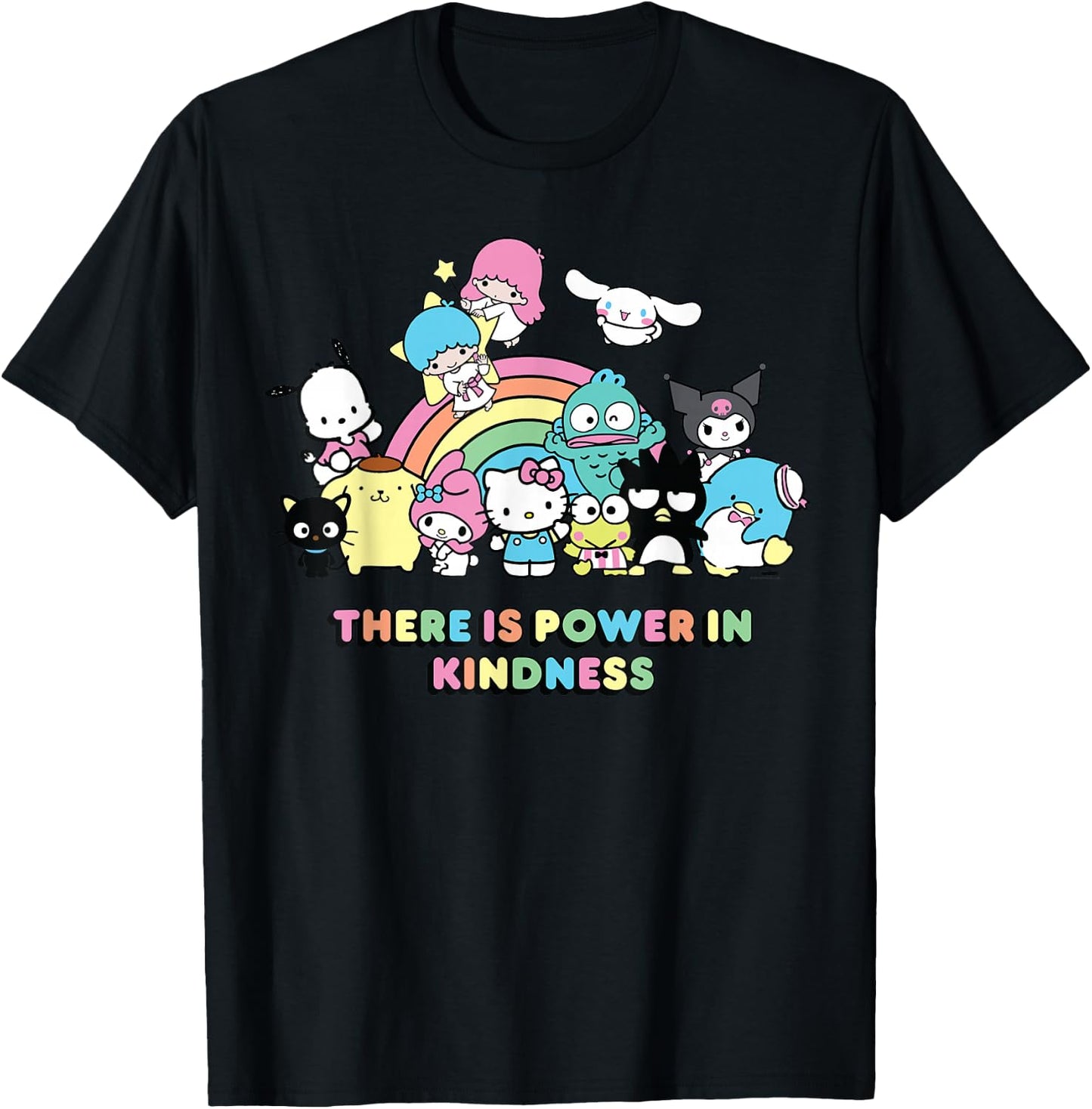 Sanrio Hello Kitty & Friends Power in Kindness Black Classic Fit , , Short Sleeve T-Shirt - T-Shirt | Black
