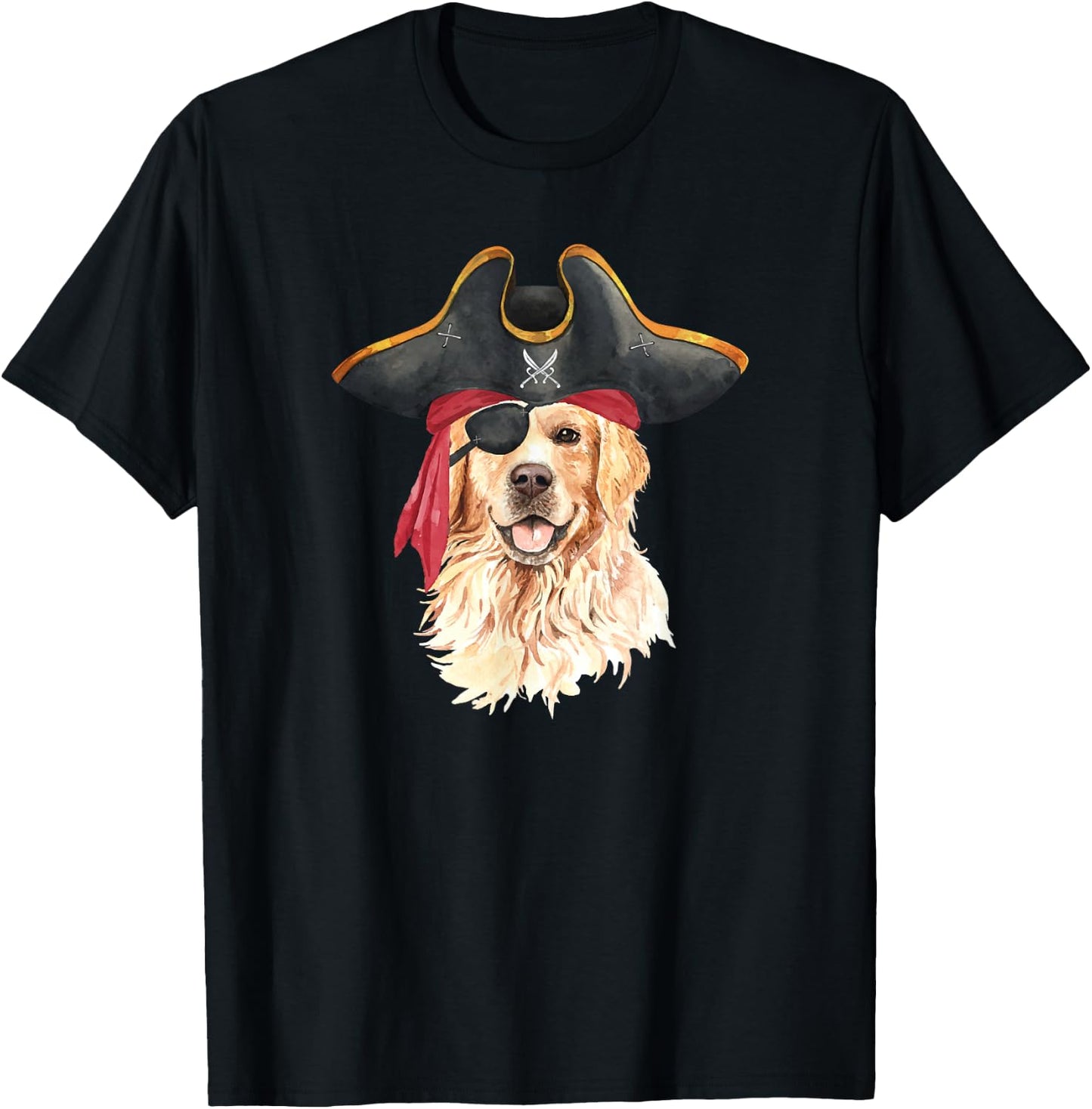 Golden Retriever In Pirate Costume Dog Lovers Women Kids T-Shirt - T-Shirt | Black