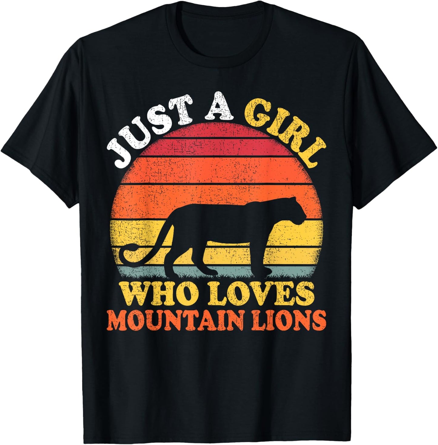 Mountain Lion Vintage Just A Girl Who Loves Mountain Lion T-Shirt - T-Shirt | Black
