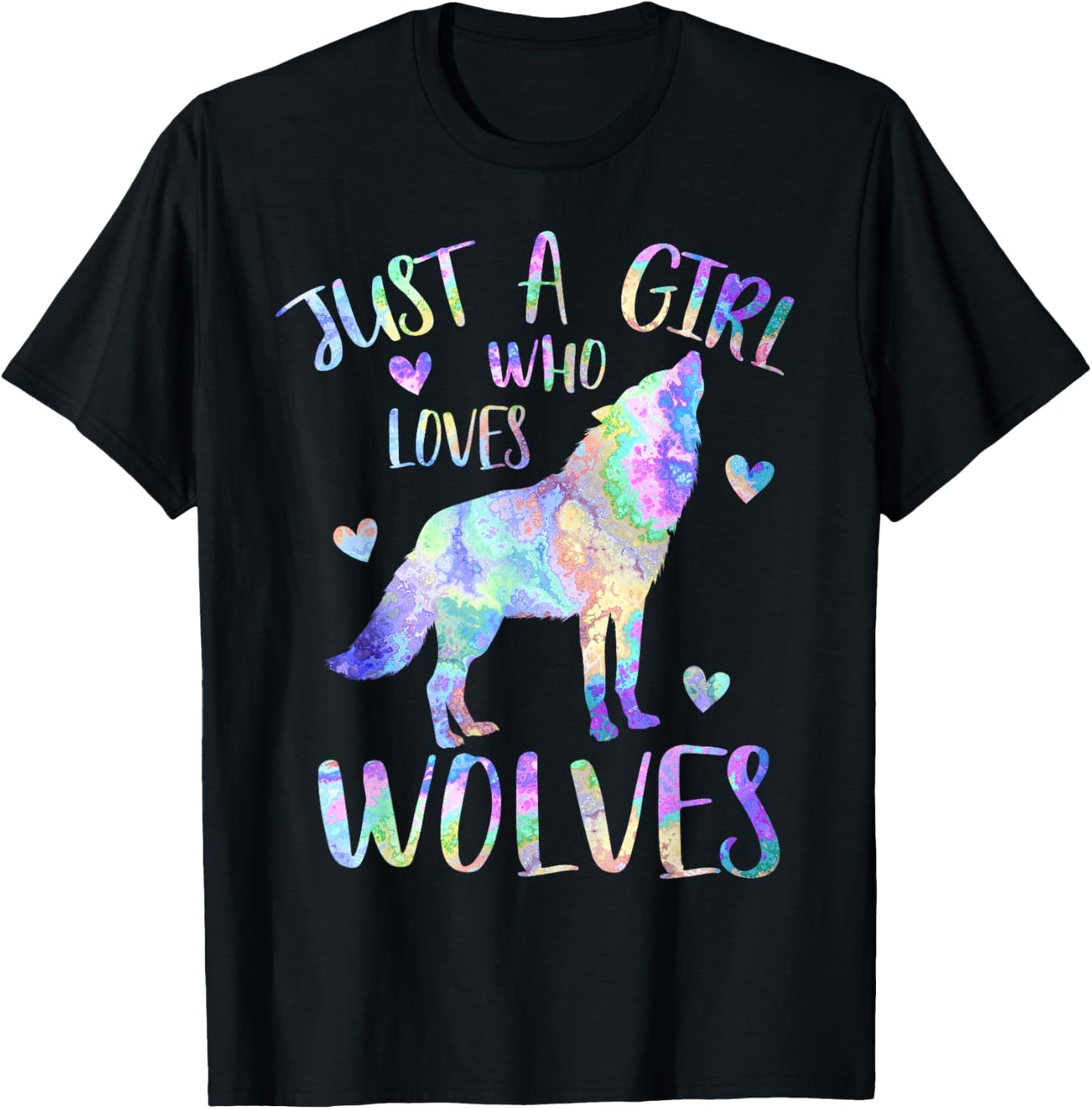 Just a Girl Who Loves Wolves Cute Wolf Lover Teen Girls T-Shirt - T-Shirt | Black