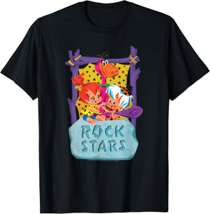 The Flintstones Pebbles and Bam Bam Rock Stars T-Shirt - T-Shirt | Black