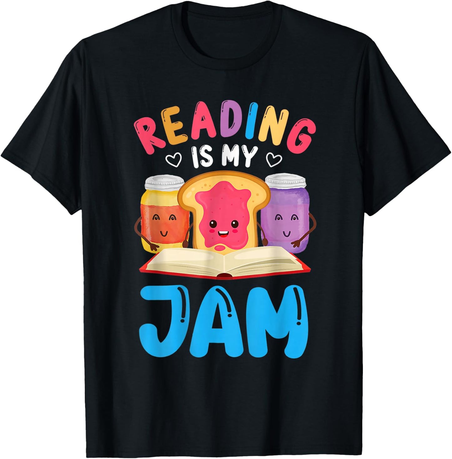 Reading is My Jam Funny I Love to Read Books Boy Girl T-Shirt - T-Shirt | Black