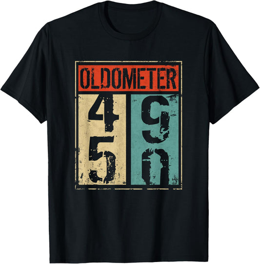 Oldometer 50th Birthday 49-50 Years Old Joke T-Shirt - T-Shirt | Black