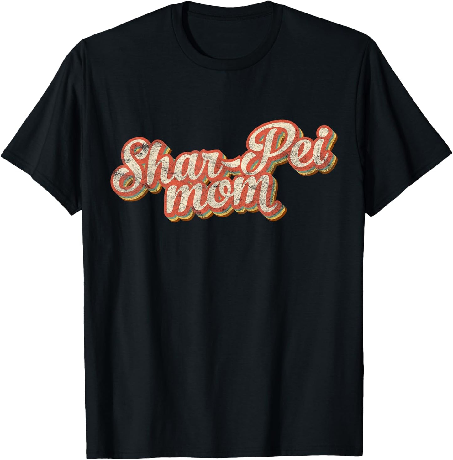 Vintage Shar-Pei Mom Gift Sharpei Mother Dog Lover Mama T-Shirt - T-Shirt | Black