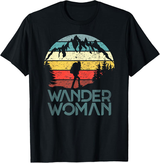 Wander Woman Hiking Mountaineering Women Hiking Ladies T-Shirt - T-Shirt | Black