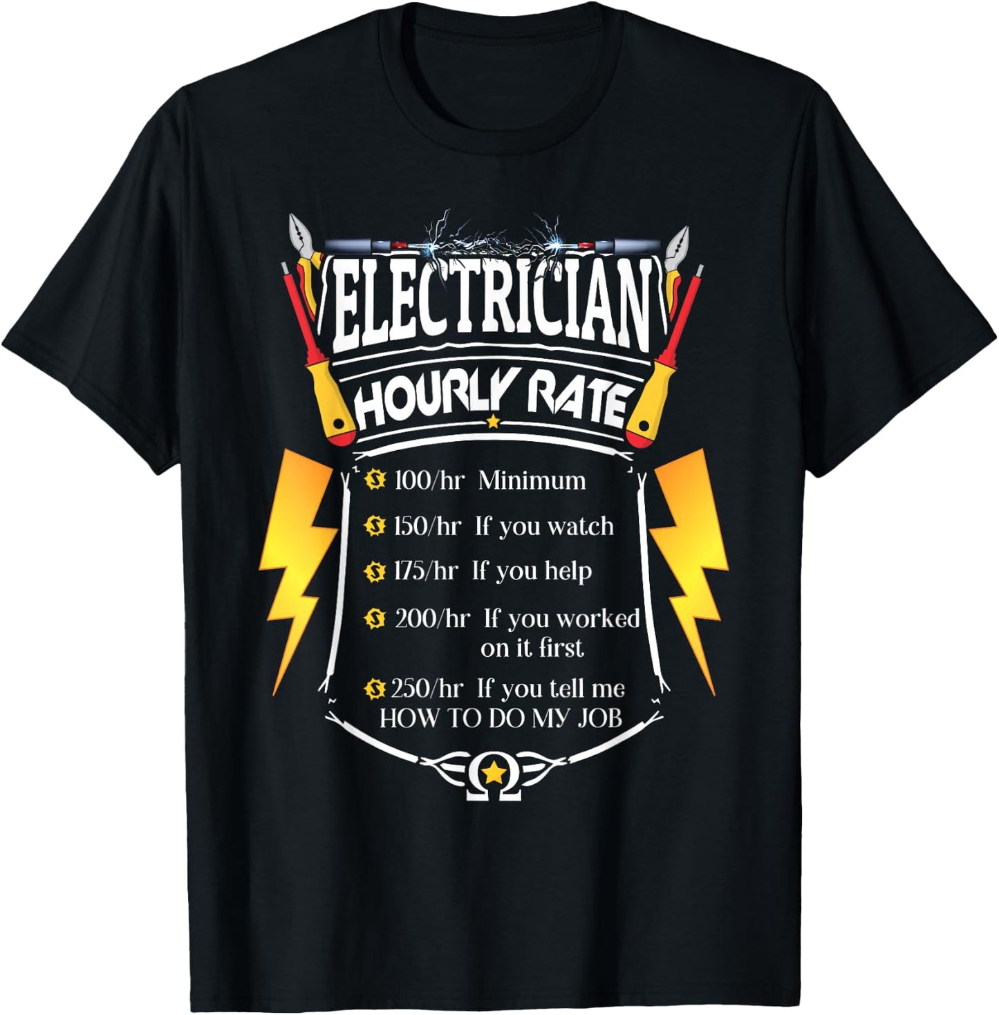Electrician Hourly Rate Funny Journeyman Wiring Pro T-Shirt - T-Shirt | Black