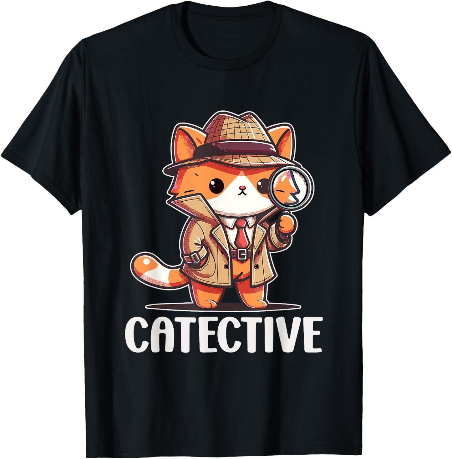 Private Investigator PI Funny Cat Detective Pun Spy T-Shirt - T-Shirt | Black
