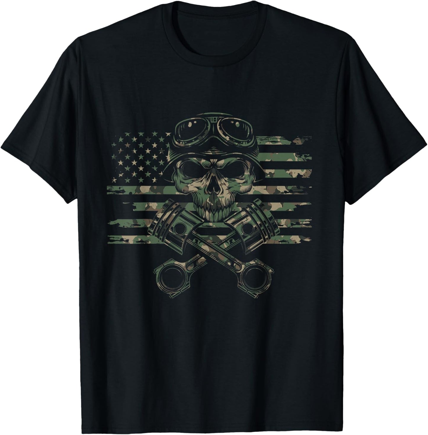 American Flag Camouflage Motorcycle Apparel - Motorcycle T-Shirt - T-Shirt | Black