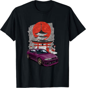 JDM Skyline R33 Car Tuning Japan Shinto Shrine Drift T-Shirt - T-Shirt | Black
