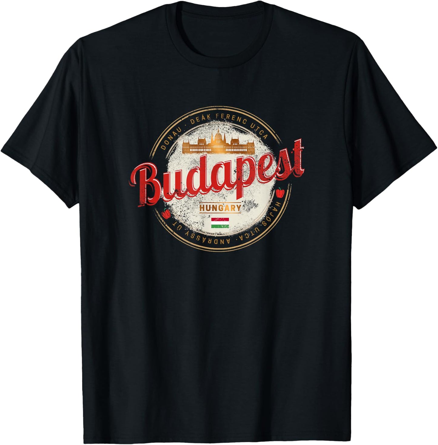 Budapest Design Hungary Vintage Parliament Souvenir T-Shirt - T-Shirt | Black