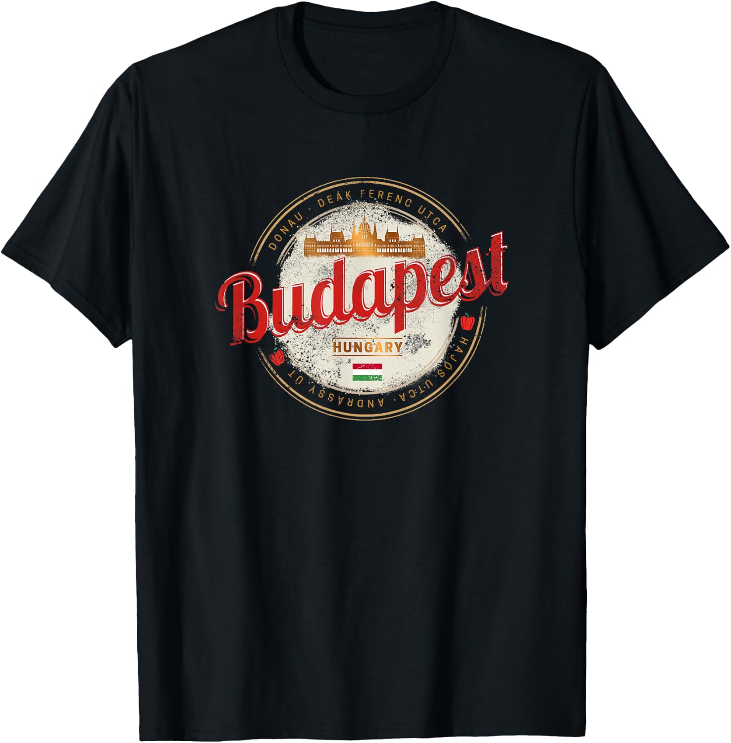 Budapest Design Hungary Vintage Parliament Souvenir T-Shirt - T-Shirt | Black