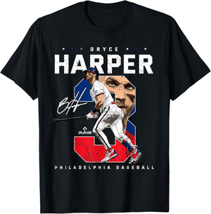 Bryce Harper Number Portrait Bam Bam Pennsylvania MLBPA T-Shirt - T-Shirt | Black