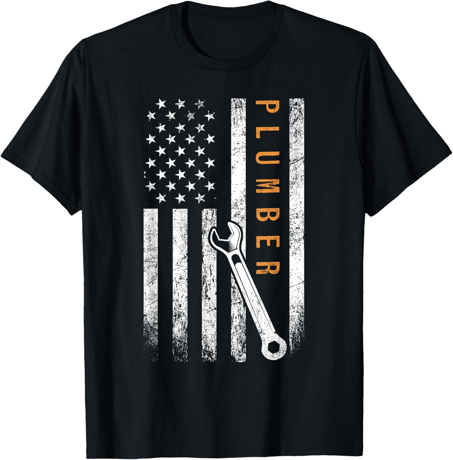 Plumber American Flag Design Plumbing T-Shirt - T-Shirt | Black