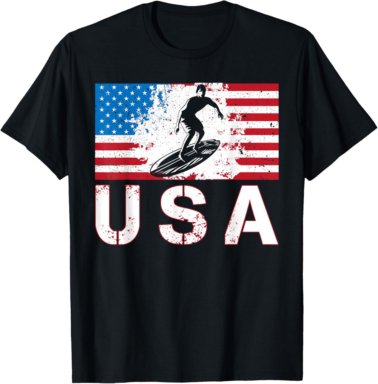 USA Surfing team American flag US Surfer men women kids T-Shirt - T-Shirt | Black