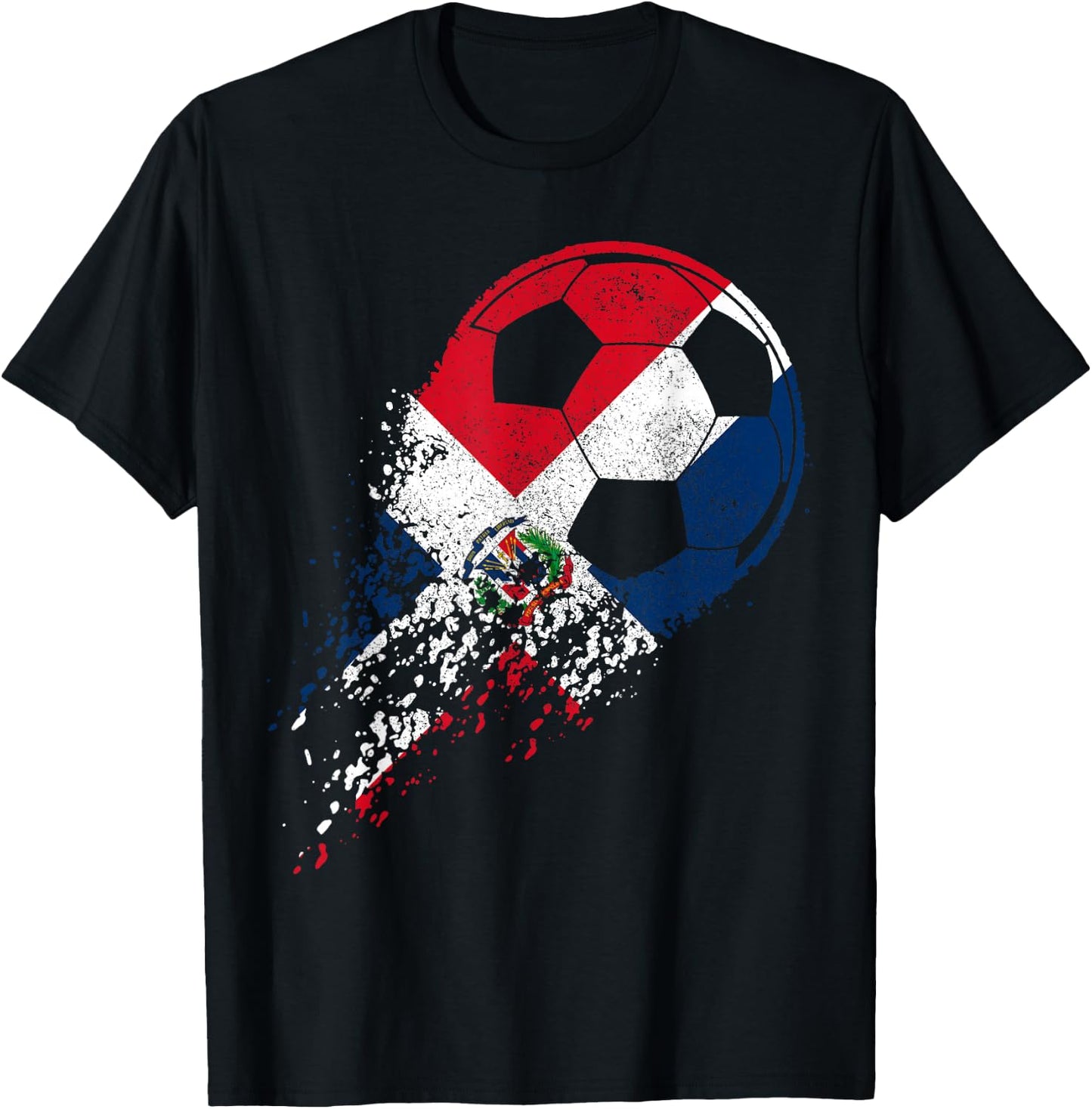 Dominican Republic Soccer Flag Pride Soccer Player T-Shirt - T-Shirt | Black