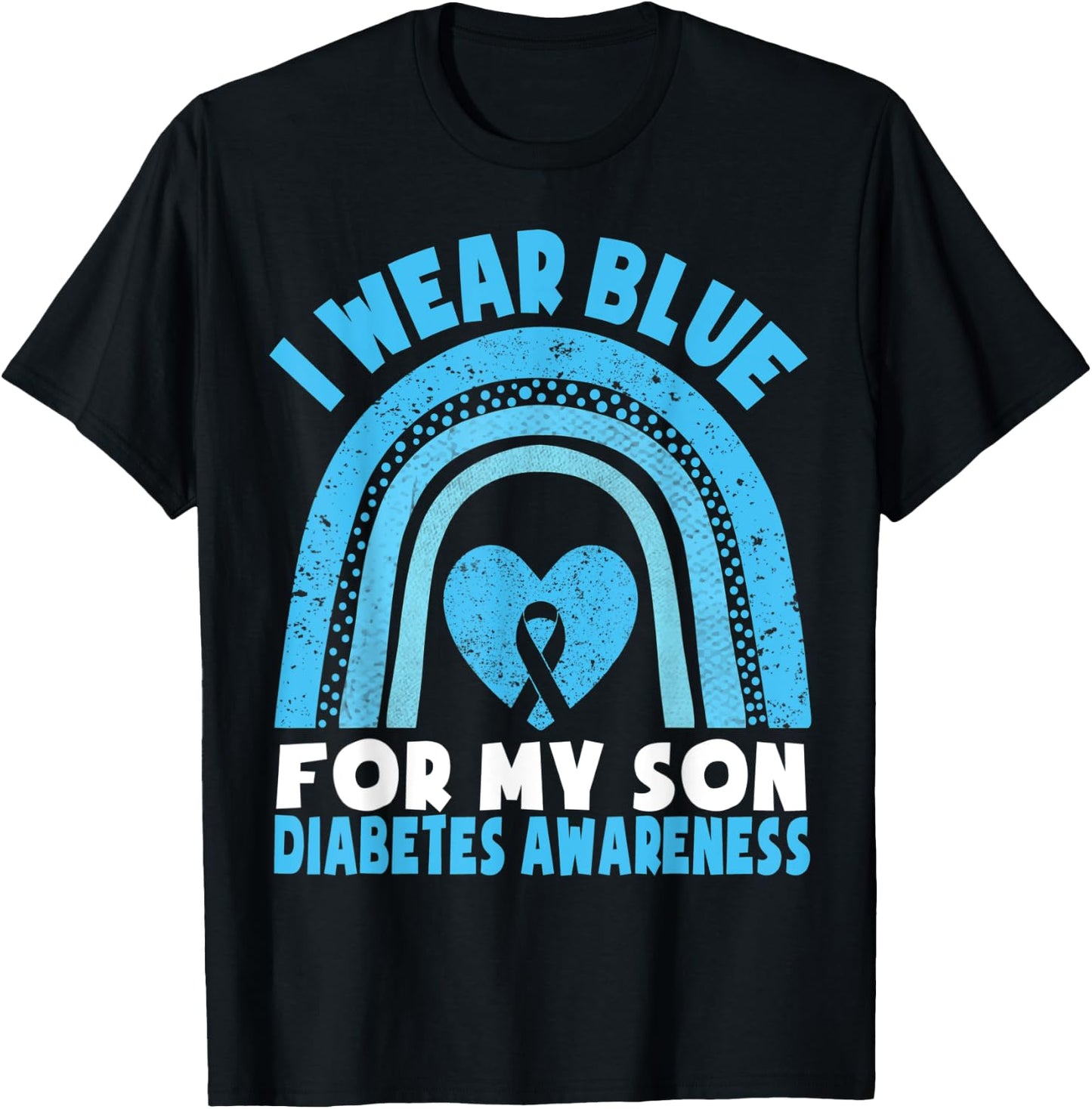 I Wear Blue For My Son Diabetes Awareness T1D Son Mom Dad T-Shirt - T-Shirt | Black