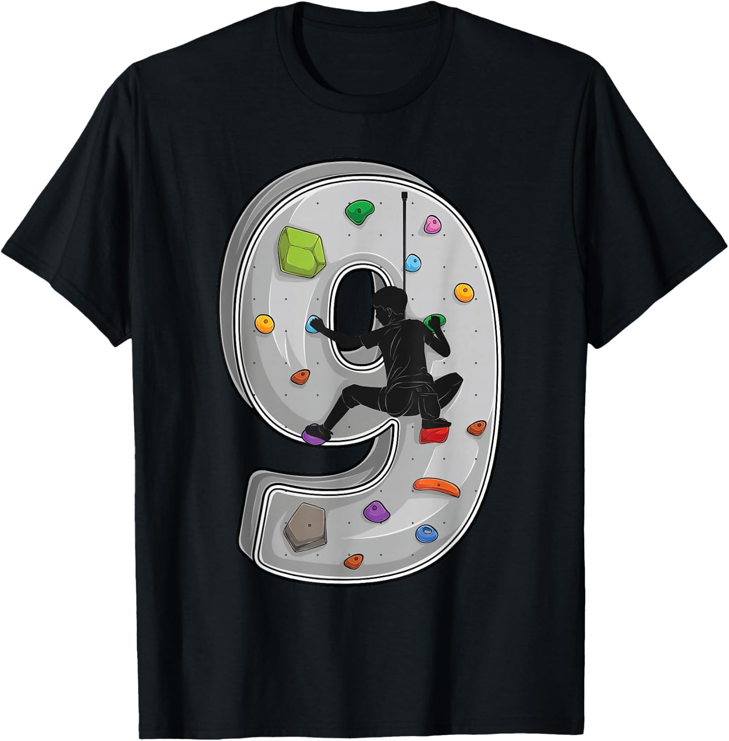 9 year old rock climbing 9th birthday Adventures Climber T-Shirt - T-Shirt | Black