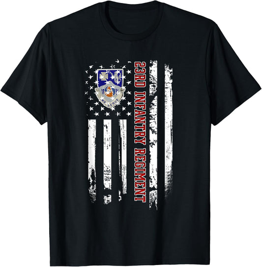 23rd Infantry Regiment Veteran USA Flag Veterans Day Xmas T-Shirt - T-Shirt | Black