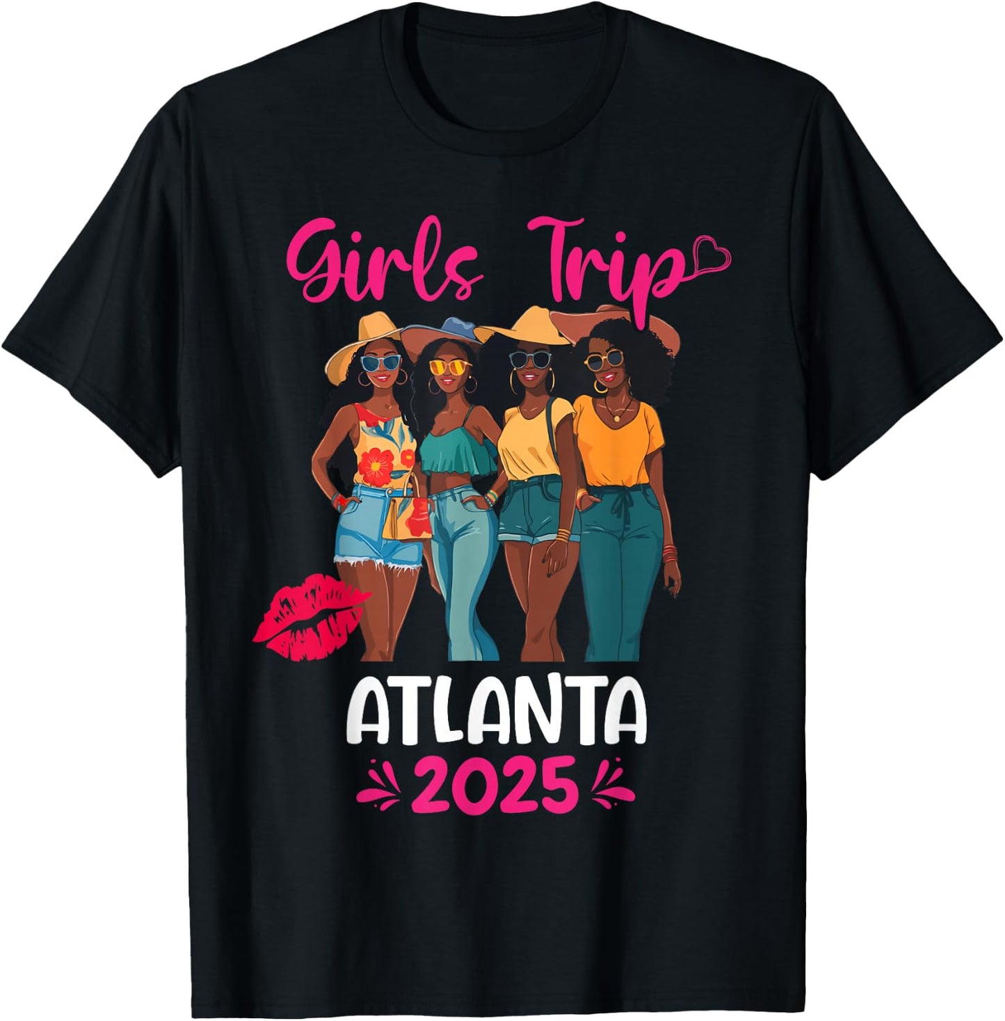 Black Girls Trip Atlanta 2025 Vacation Matching T-Shirt - T-Shirt | Black