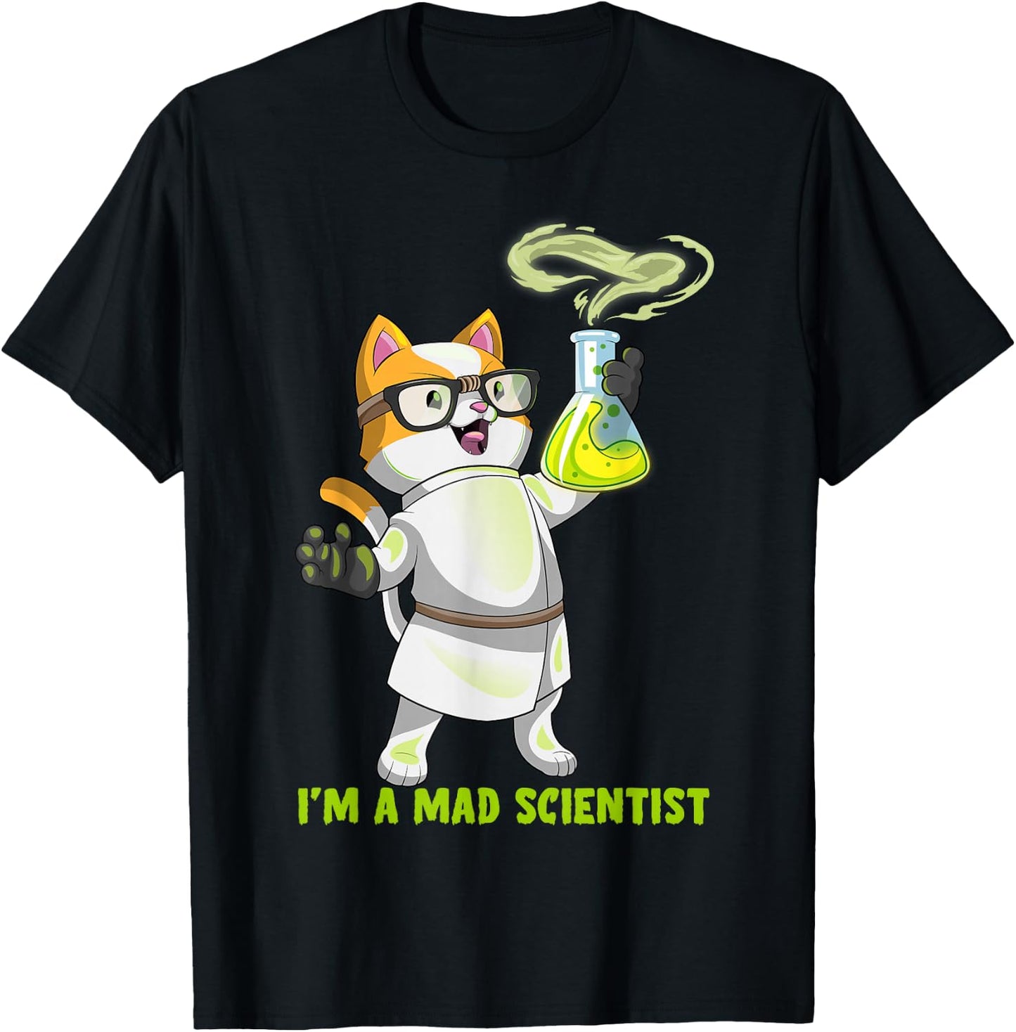 Science Cat Chemistry Mad Scientist Kitten Cation Teacher T-Shirt - T-Shirt | Black