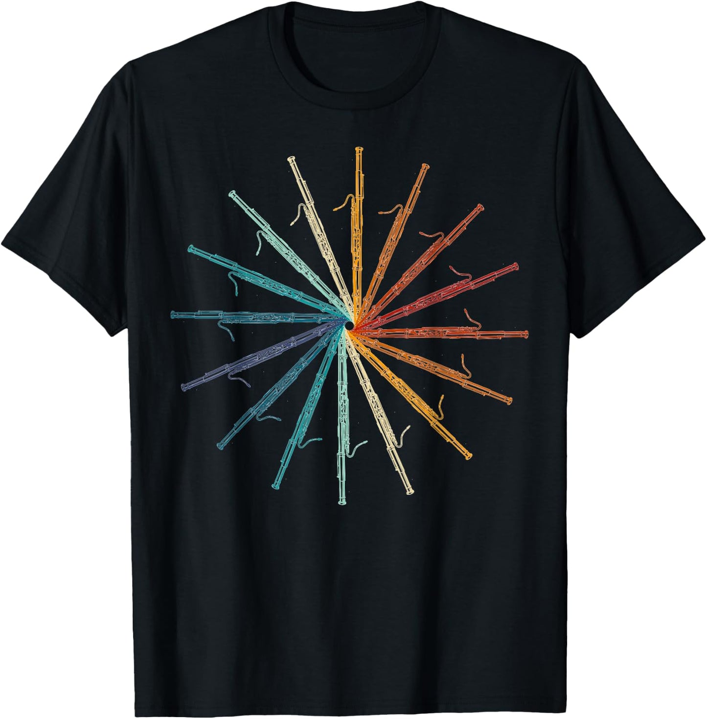 Funny Bassoon Retro Rainbow - Bassoon Player Orchestra Band T-Shirt - T-Shirt | Black