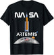 NASA Artemis Mission SLS Moon US Flag Worm Logo T-Shirt - T-Shirt | Black