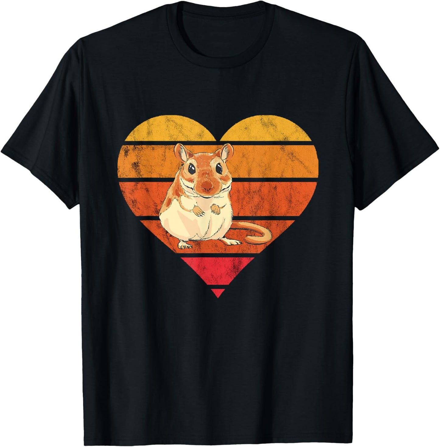 Gerbil Retro Vintage Heart Desert Animal Lover Rodent Rat T-Shirt - T-Shirt | Black