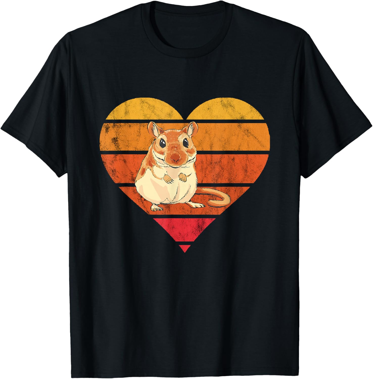 Gerbil Retro Vintage Heart Desert Animal Lover Rodent Rat T-Shirt - T-Shirt | Black