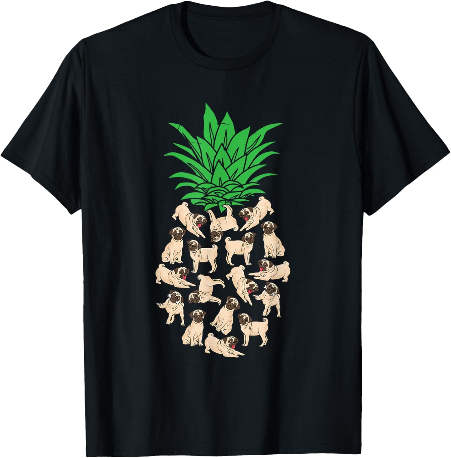 Pineapple Pug T-Shirt - T-Shirt | Black