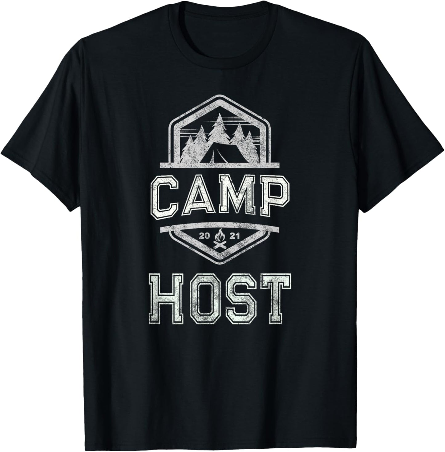 Vintage CAMP HOST Campground Staff Campsite Team Hosting T-Shirt - T-Shirt | Black