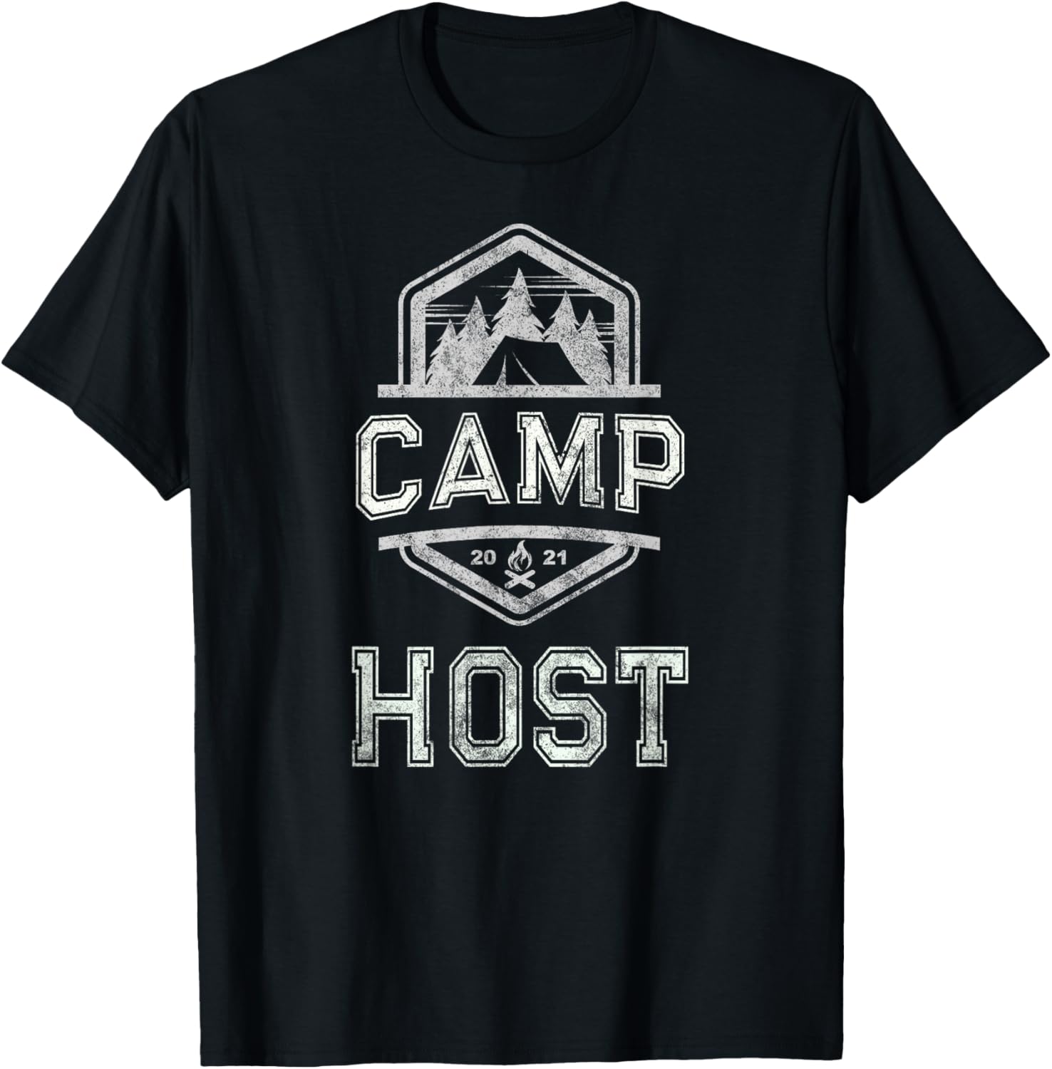 Vintage CAMP HOST Campground Staff Campsite Team Hosting T-Shirt - T-Shirt | Black
