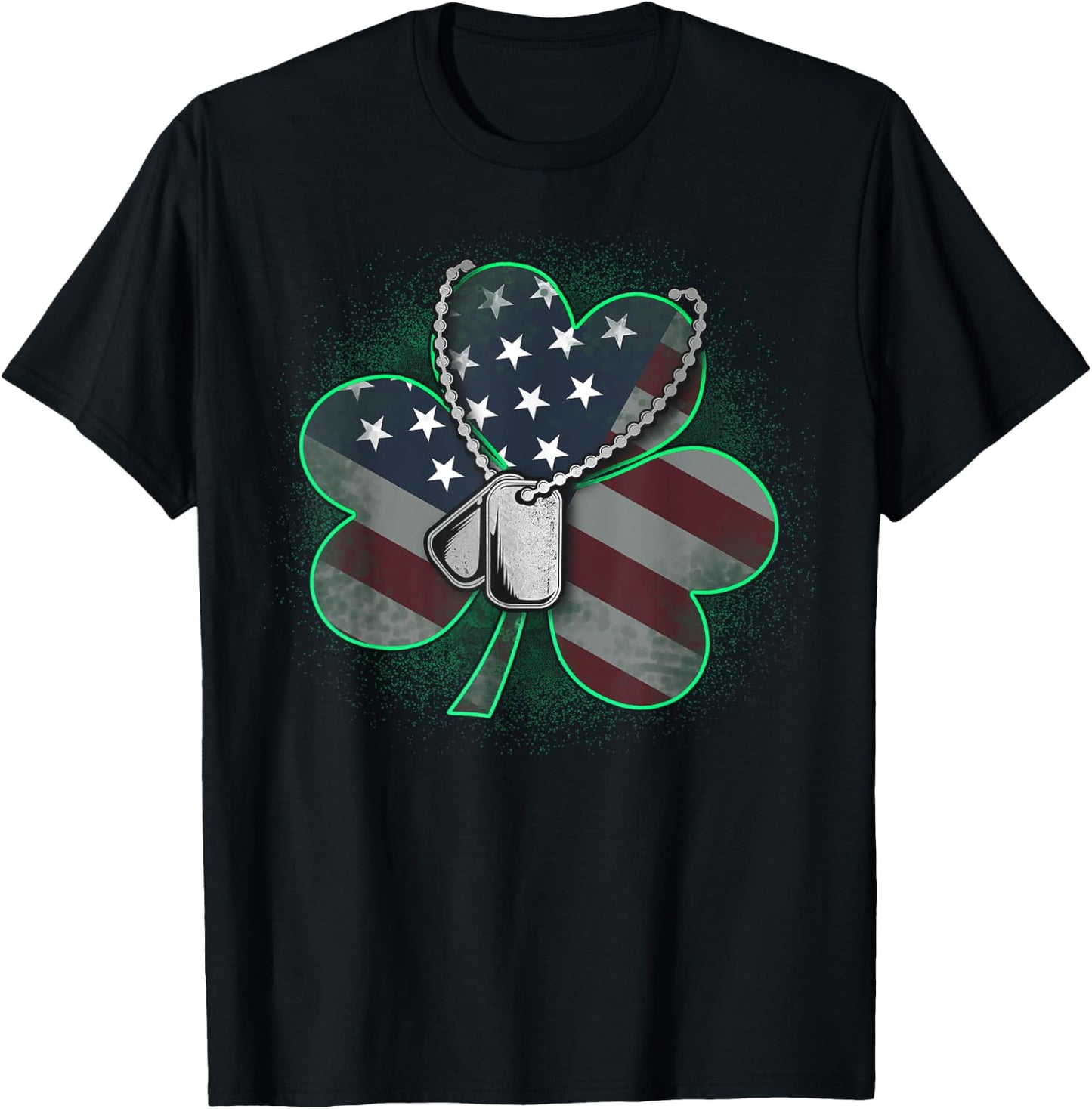 Veteran and Military St Patrick's Day Clover T-Shirt - T-Shirt | Black