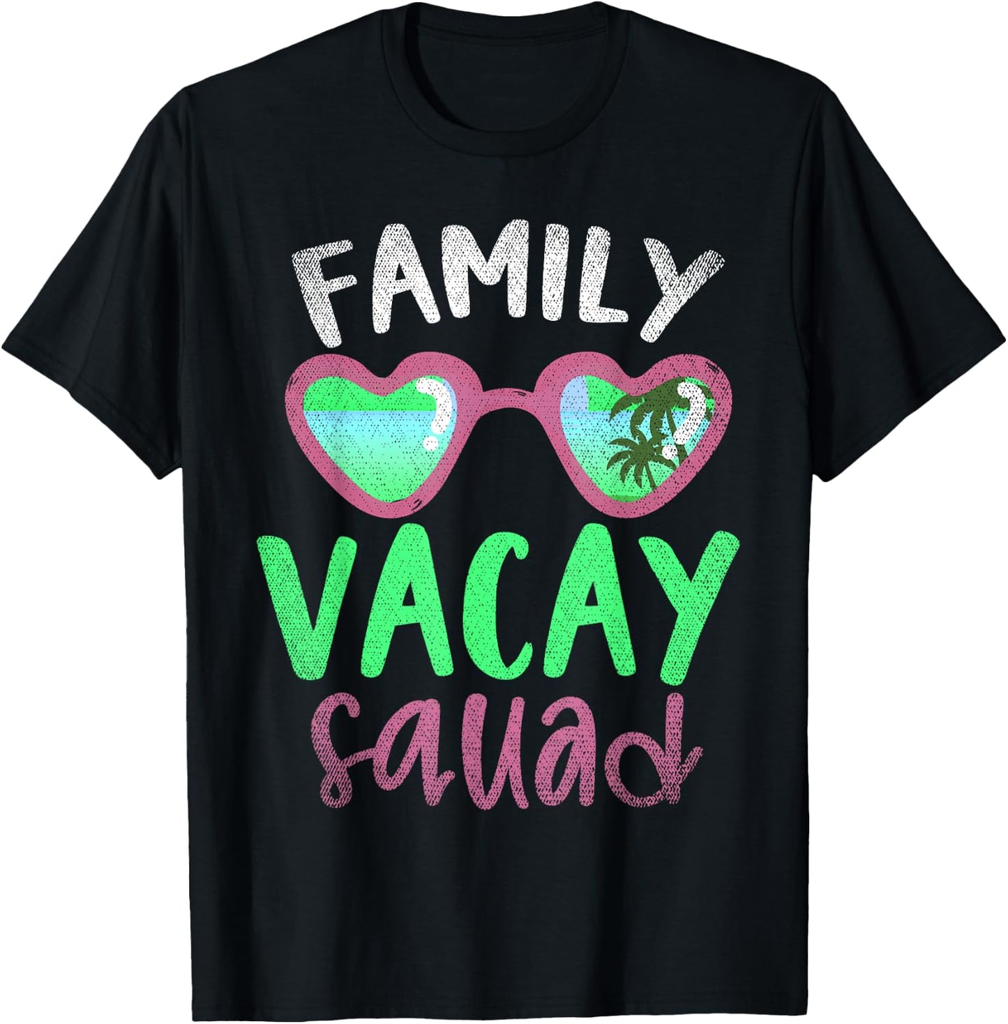 Family Vacay Squad Tropic Summer Palm Trees Family Vacation T-Shirt - T-Shirt | Black