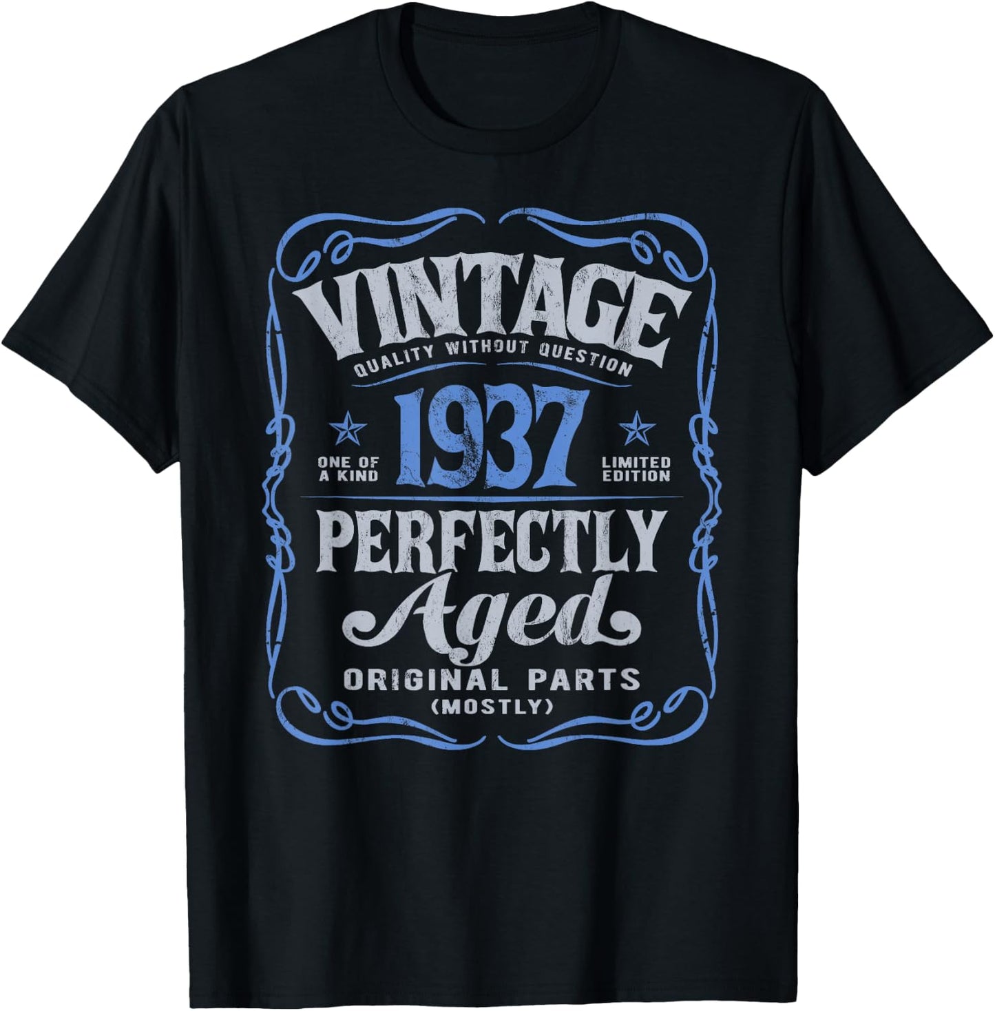 Vintage Born In 1937 Classic 88th Birthday T-Shirt - T-Shirt | Black
