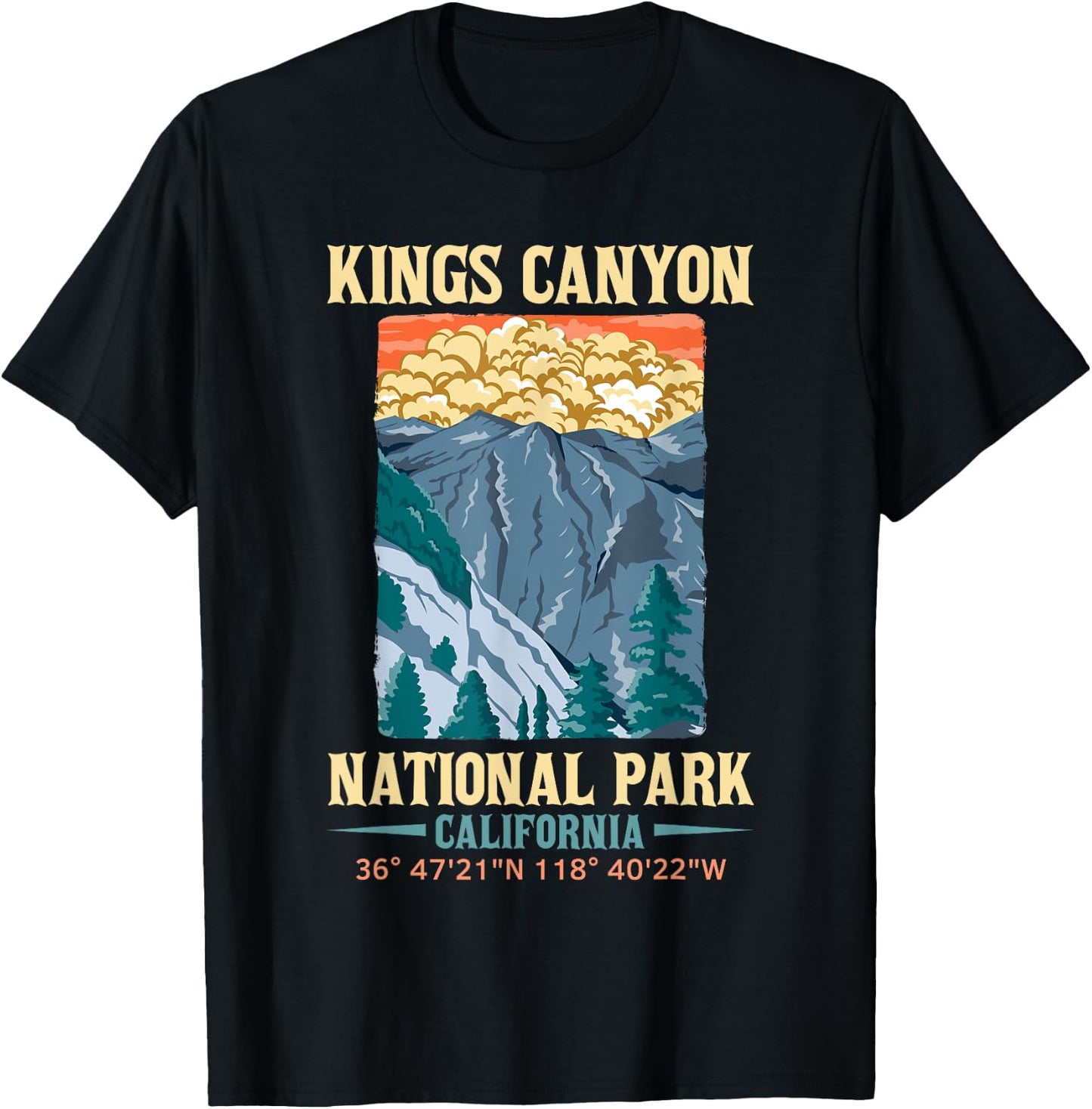 Kings Canyon US National Park California USA Parks Lover T-Shirt - T-Shirt | Black