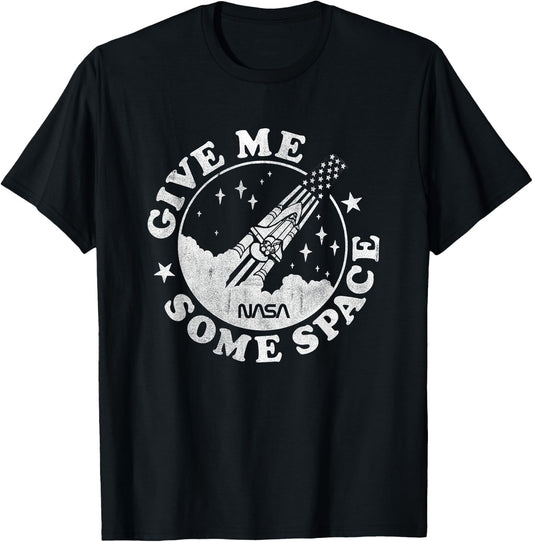 NASA Give Me Some Space Round Rocket Logo Space Science T-Shirt - T-Shirt | Black