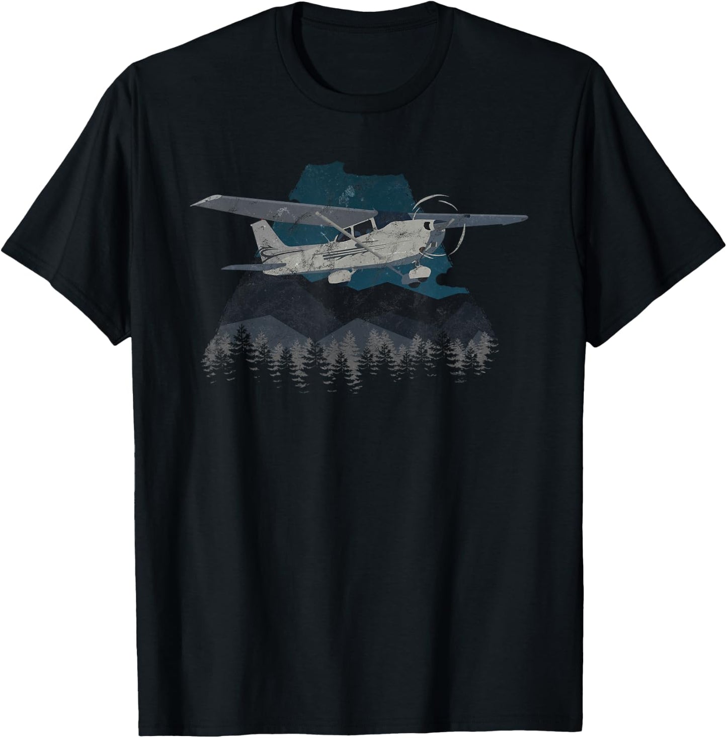 "Winter Flying" C-172 Skyhawk Airplane Vintage Pilot T-Shirt - T-Shirt | Black