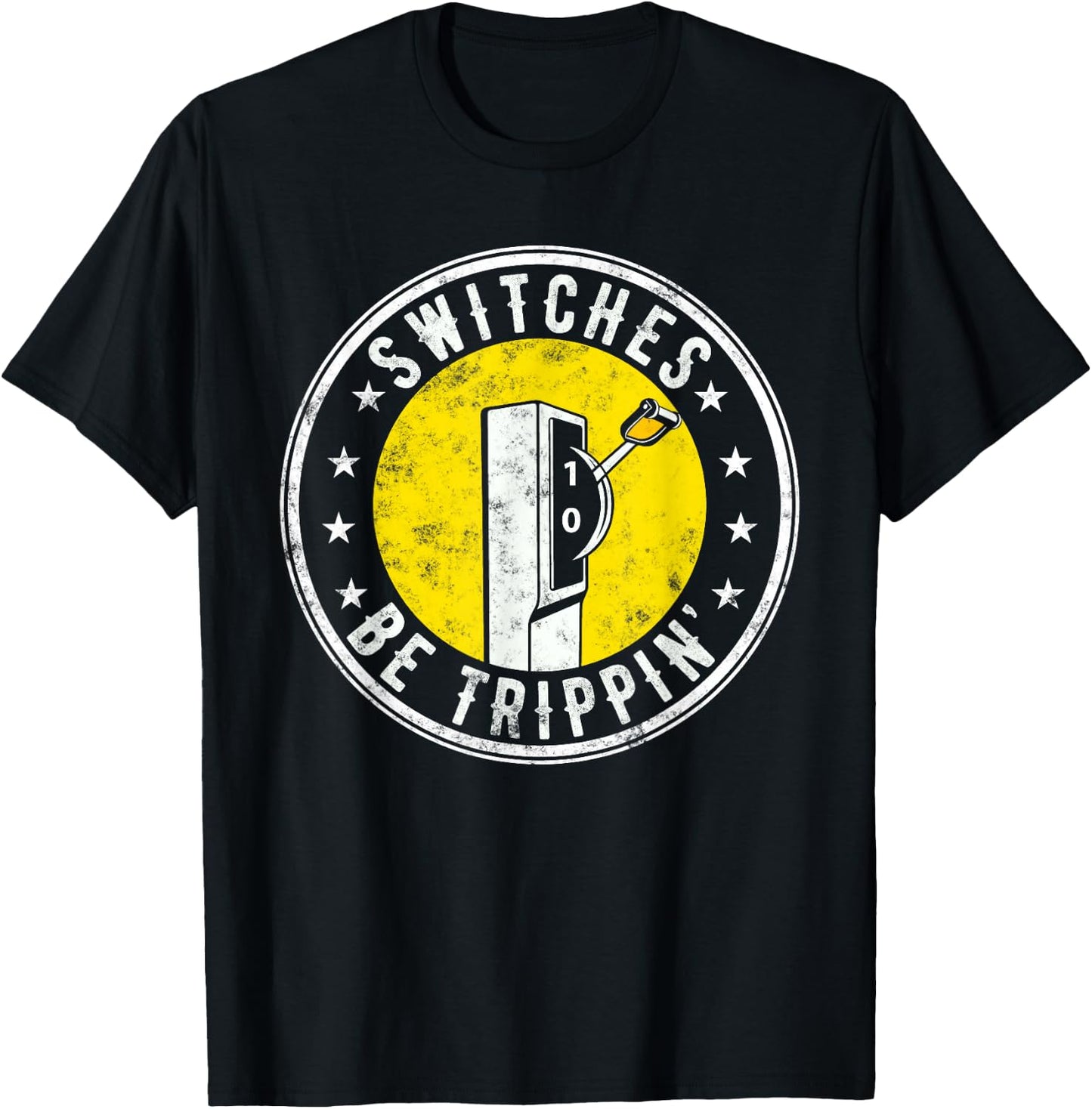 Who love Electric Cable Lineman Switches Be Trippin' Funny Electric Electrician - -Adults, Black, Small T-Shirt - T-Shirt | Black