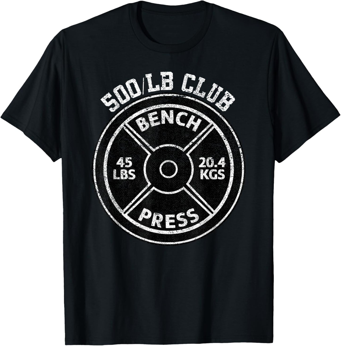 500 Lbs Pound Bench Press Club Gym Weightlifting Powerlift T-Shirt - T-Shirt | Black