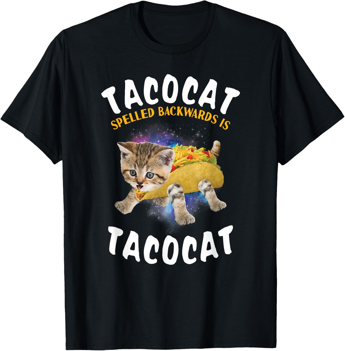Tacocat Spelled Backward is Tacocat Cat and Taco Lover T-Shirt - T-Shirt | Black