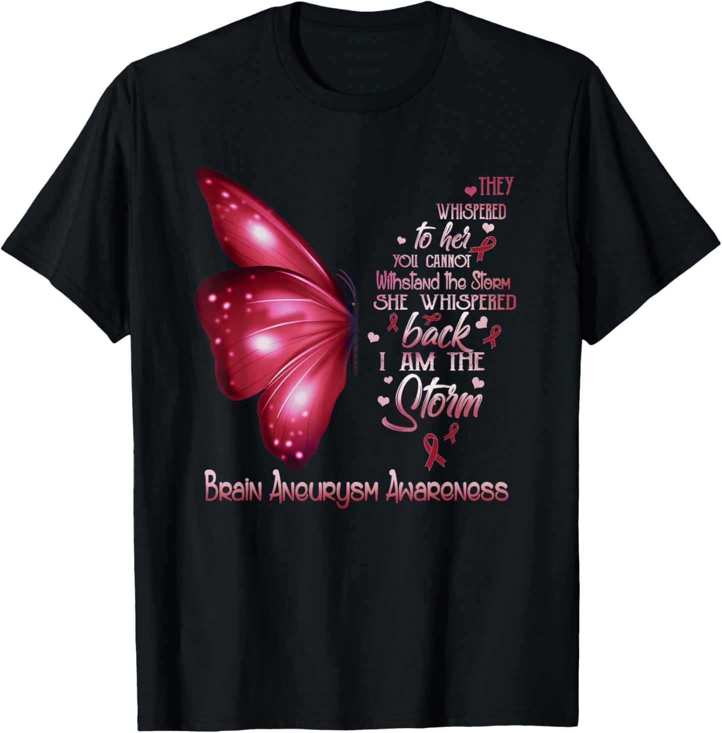 I am the storm Brain Aneurysm Awareness Butterfly T-Shirt - T-Shirt | Black
