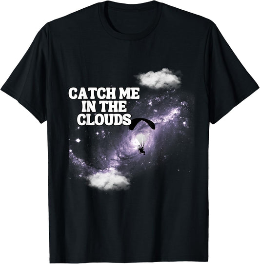 Flying with a Paramotor in the Space or Universe - Adults' Black Small Classic Fit Short Sleeve with Round Collar - Paramotoring Pilot Training T-Shirt - T-Shirt | Black